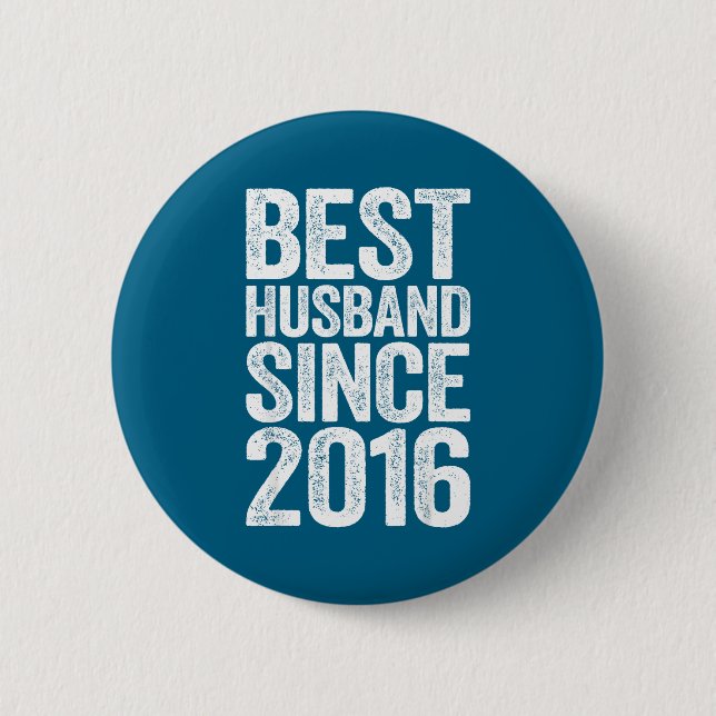 Minimal Mens Husband Since 2016 Wedding 2 Inch Round Button (Front)