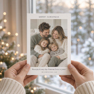 Minimal Merry Christmas Cozy Family Photo Holiday Card