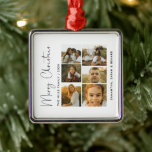 Minimal Merry Christmas Script  Family  6 Photos Metal Ornament<br><div class="desc">Celebrate your family’s special moments with the Minimal Merry Christmas Script Family 6 Photos Ceramic Ornament. Featuring an elegant handwritten script and space for six of your favorite photos, this ornament adds a modern and personal touch to your Christmas tree. Perfect as a keepsake or heartfelt holiday gift, it beautifully...</div>