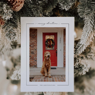 Minimal Merry Christmas Stars Photo Holiday Card