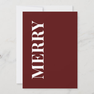 Minimal MERRY Deep Red Holiday Greeting Card