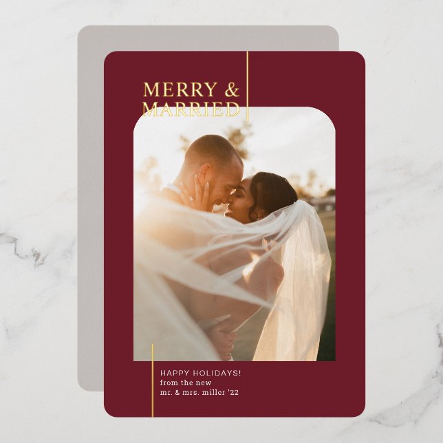 Minimal Merry & Married Burgundy Holiday Gold (Front/Back)