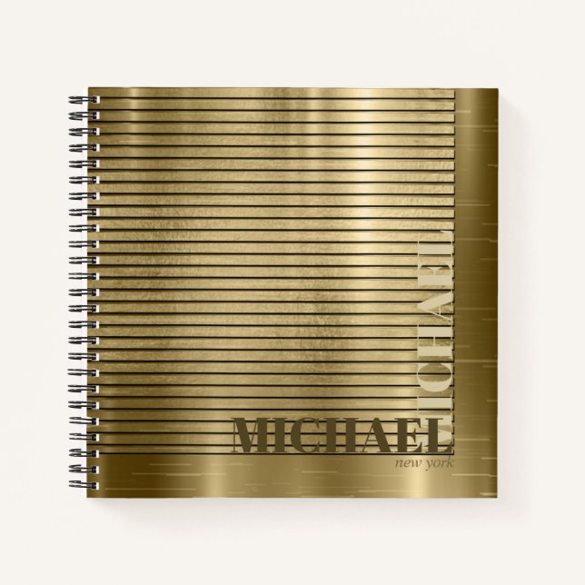 Minimal Metal Stripe Gold ID792 Notebook (Front)