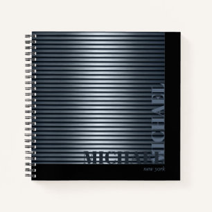 Minimal Metal Stripe Steel Blue ID792 Notebook