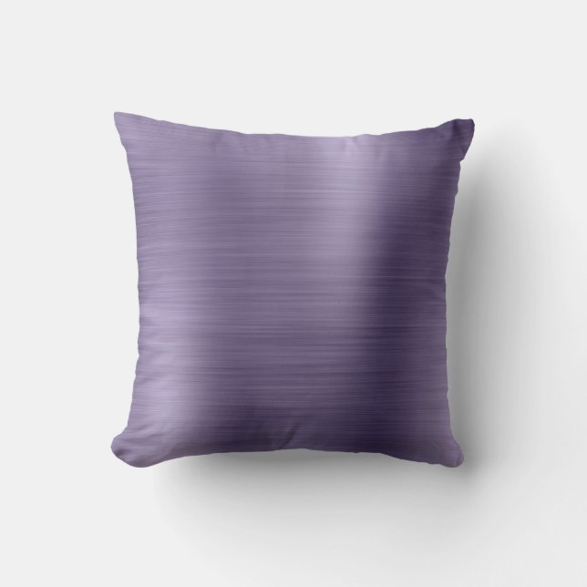 Minimal Metallic Purple Plum Silver Metallic Throw Pillow (Front)