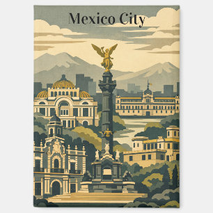 Minimal Mexico City Vintage Travel CDMX Magnet