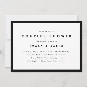 Minimal Mid Century Retro Black Couples Shower Invitation