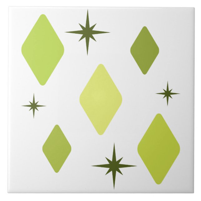 Minimal Mid Mod Diamonds Charteuse Tile (Front)