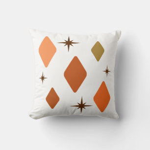 Minimal Mid Mod Diamonds Orange Throw Pillow
