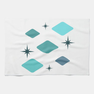 Minimal Mid Mod Diamonds Turquoise Kitchen Towel