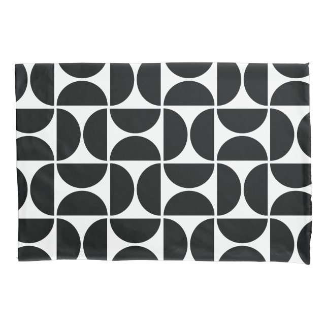 Minimal Midcentury Bowls Art Black White Pillowcase (Front)
