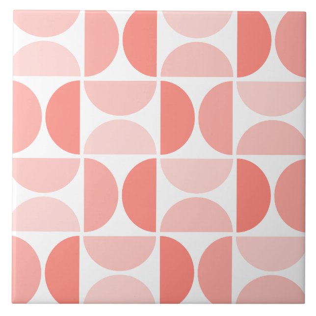 Minimal Midcentury Bowls Art Peach Tile (Front)