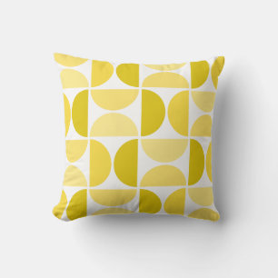 Minimal Midcentury Bowls Art Yellow Throw Pillow