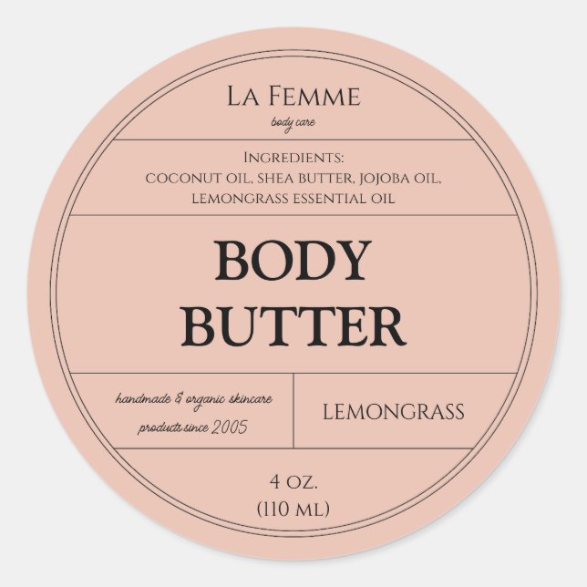 Minimal Millennial Pink Cosmetic Product Label (Front)