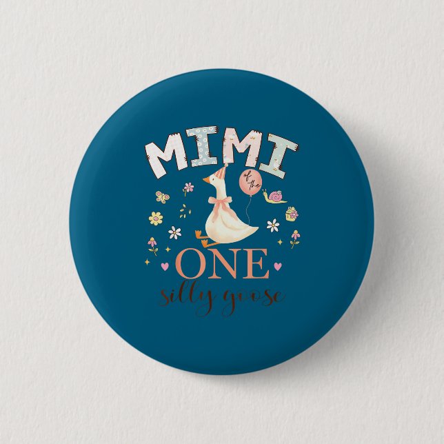 Minimal Mimi One Silly Goose 1st 2 Inch Round Button (Front)