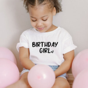 Minimal Minimalist Birthday Girl Black White Plain Toddler T-shirt