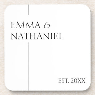 Minimal Minimalist Custom Names Wedding Gift Coaster