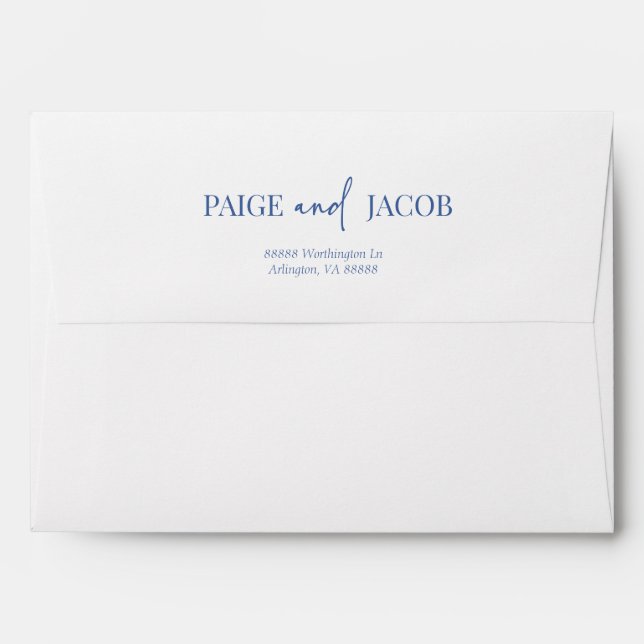 Minimal Minimalist Elegant Custom Names Wedding Envelope (Back (Top Flap))