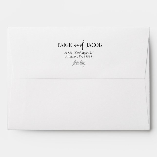 Minimal Minimalist Elegant Custom Names Wedding Envelope (Back (Top Flap))