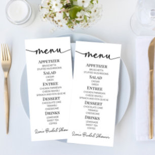 Minimal Minimalist Simple Basic Bridal Shower Food Menu