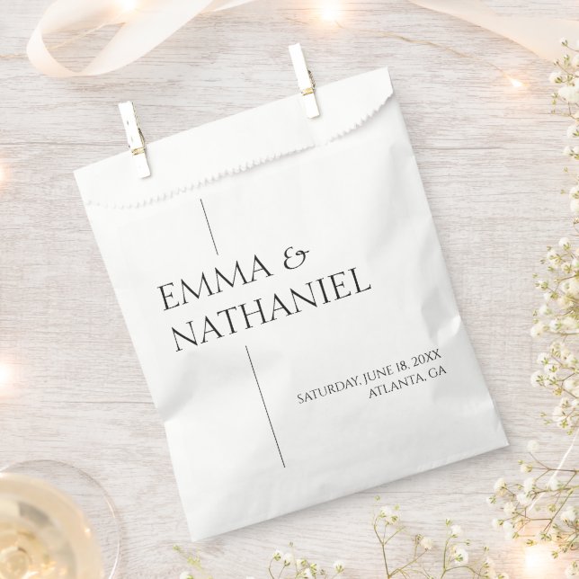 Minimal Minimalist Simple Black White Wedding Favour Bag (Clipped)