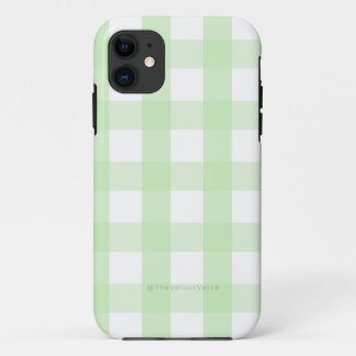 Minimal Mint Green Gingham iPhone Case 