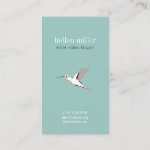 Minimal Mint hummingbird elegant cute visit card
