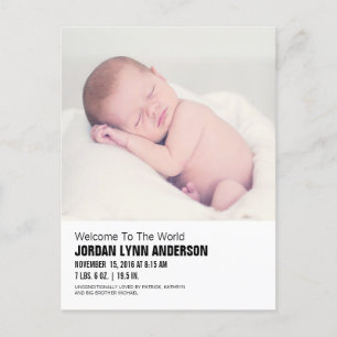 Minimal Mod Baby Photo Birth Announcement Postcard
