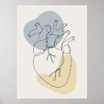 Minimal modern abstract heart anatomy poster