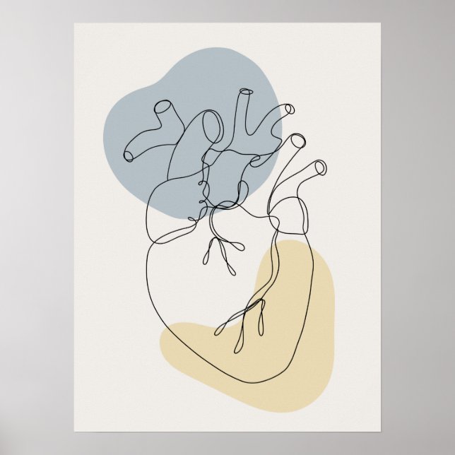 Minimal modern abstract heart anatomy poster  (Front)