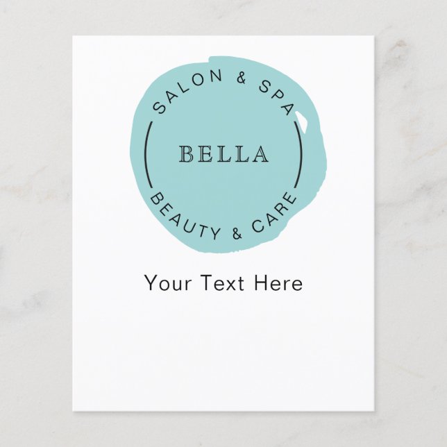 Minimal Modern Aqua Salon Spa Coupons Flyer (Front)