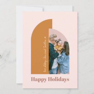 Minimal Modern Arch Blush Dusty Pink Merry Photo Holiday Card