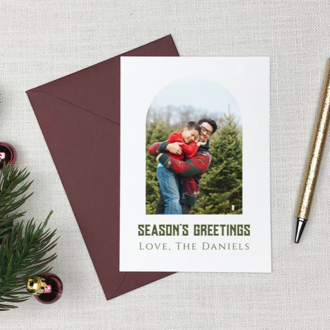 Minimal Modern Arch Photo Season's Greetings Holiday Card (Creator Uploaded)