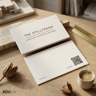 Minimal Modern Architect QR Code Warm White Business Card