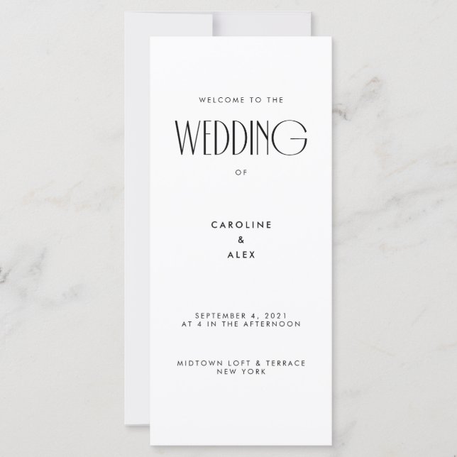 Minimal Modern Art Deco Typography Wedding (Front)