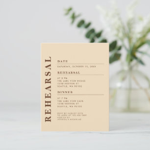 Minimal Modern Beige Rehearsal Dinner Elegant Invitation