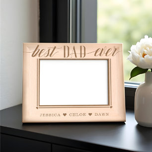 Minimal Modern Best Dad Ever Script Father's Day Etched Frames