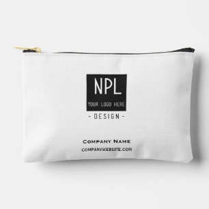 Minimal, Modern Black and White Company or Name Accessory Pouch