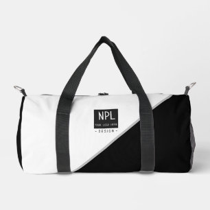 Minimal, Modern Black and White Company or Name Duffle Bag