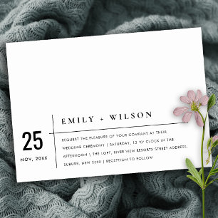 MINIMAL MODERN BLACK AND WHITE TYPOGRAPHY WEDDING INVITATION