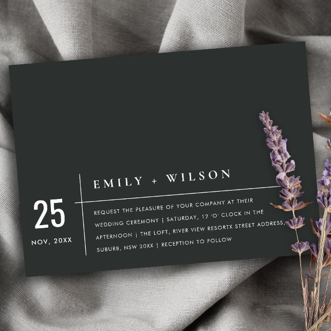 MINIMAL MODERN BLACK AND WHITE TYPOGRAPHY WEDDING INVITATION (Creator Uploaded)