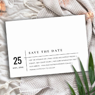 MINIMAL MODERN BLACK AND WHITE TYPOGRAPHY WEDDING SAVE THE DATE