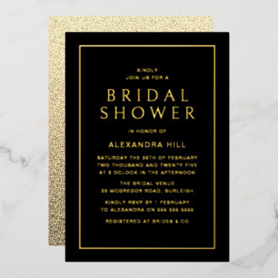Minimal Modern Black & Gold Bridal Shower Golden