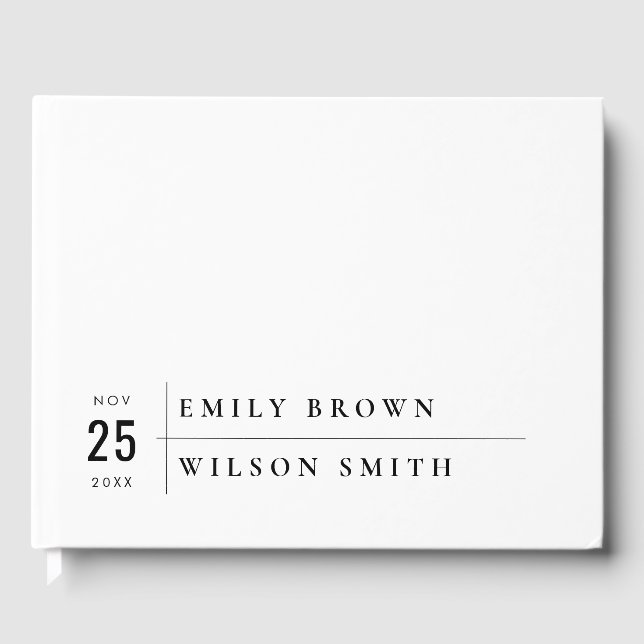 MINIMAL MODERN BLACK & WHITE TYPOGRAPHY WEDDING GUEST BOOK (Front)