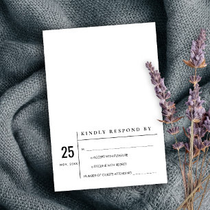 MINIMAL MODERN BLACK WHITE TYPOGRAPHY WEDDING RSVP INVITATION