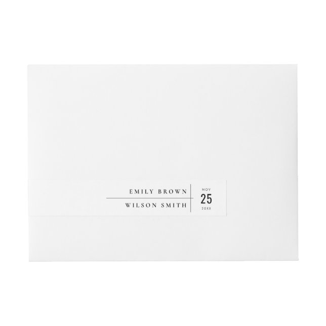 MINIMAL MODERN BLACK & WHITE TYPOGRAPHY WEDDING WRAPAROUND ADDRESS LABEL (Front)