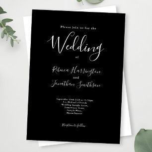 Minimal Modern Black White Wedding Invitation