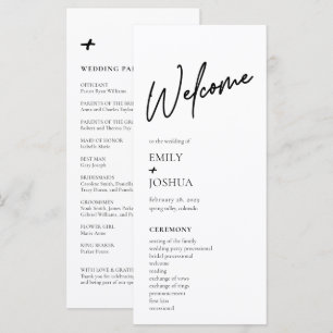 Minimal Modern Black White Wedding Program