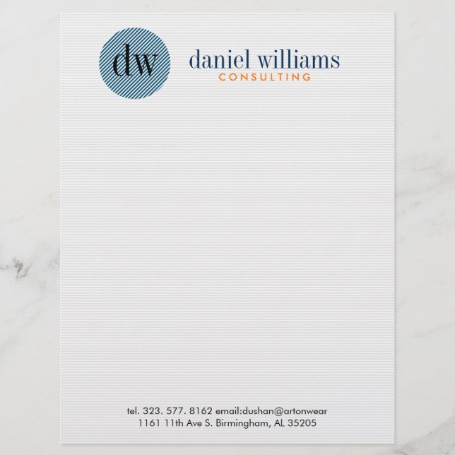 Minimal Modern Blue Circle & White Letterhead (Front)