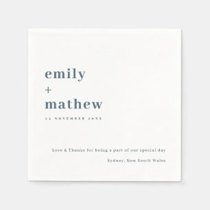 Minimal Modern Bold Navy Blue Typography Wedding Napkin